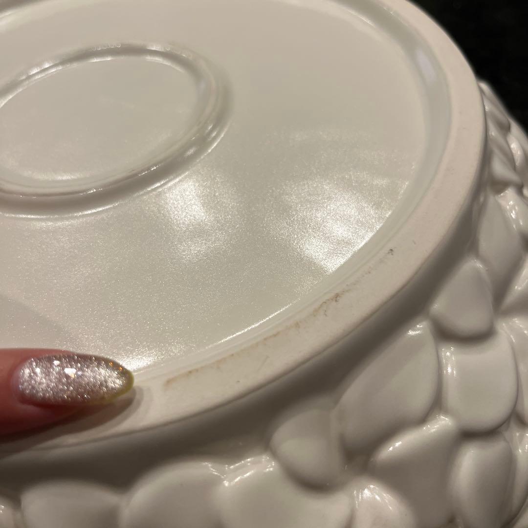 ジェンガラ 大皿 白陶器ボウル フランジパニ柄 フルーツ皿 フルーツボウル