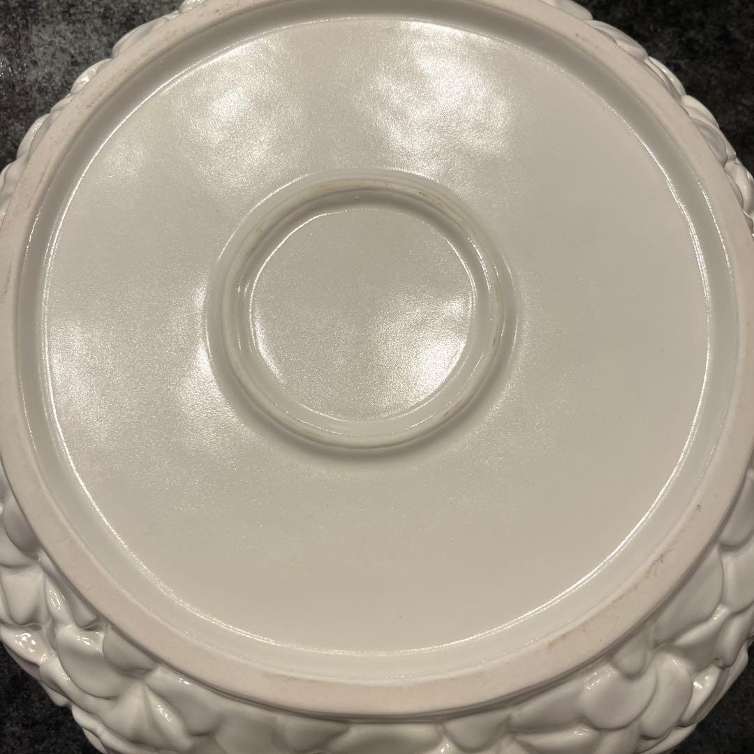 ジェンガラ 大皿 白陶器ボウル フランジパニ柄 フルーツ皿 フルーツボウル