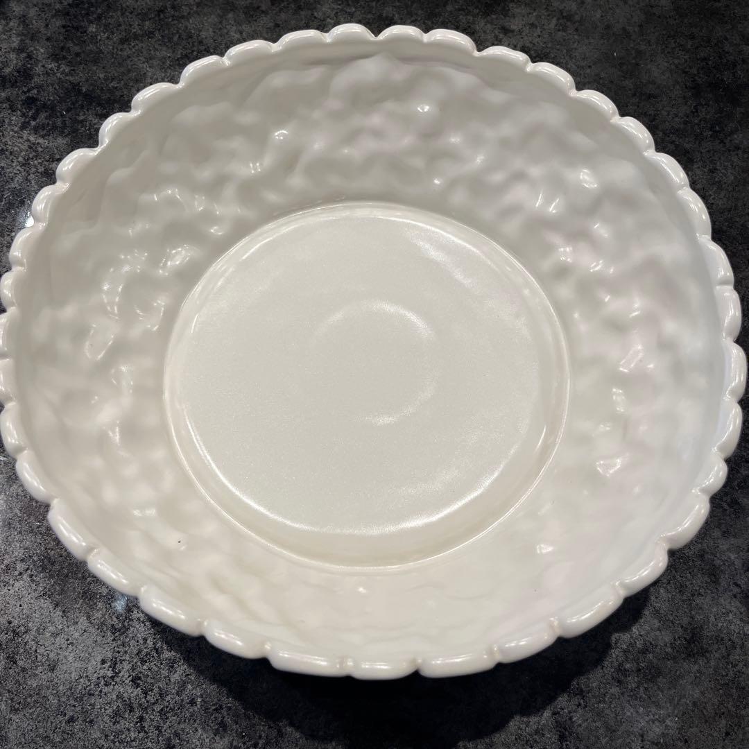 ジェンガラ 大皿 白陶器ボウル フランジパニ柄 フルーツ皿 フルーツボウル