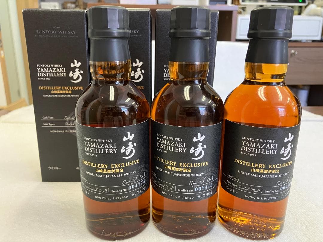 山崎　蒸溜所限定 ウイスキー　YAMAZAKI 180ml　箱付　3本