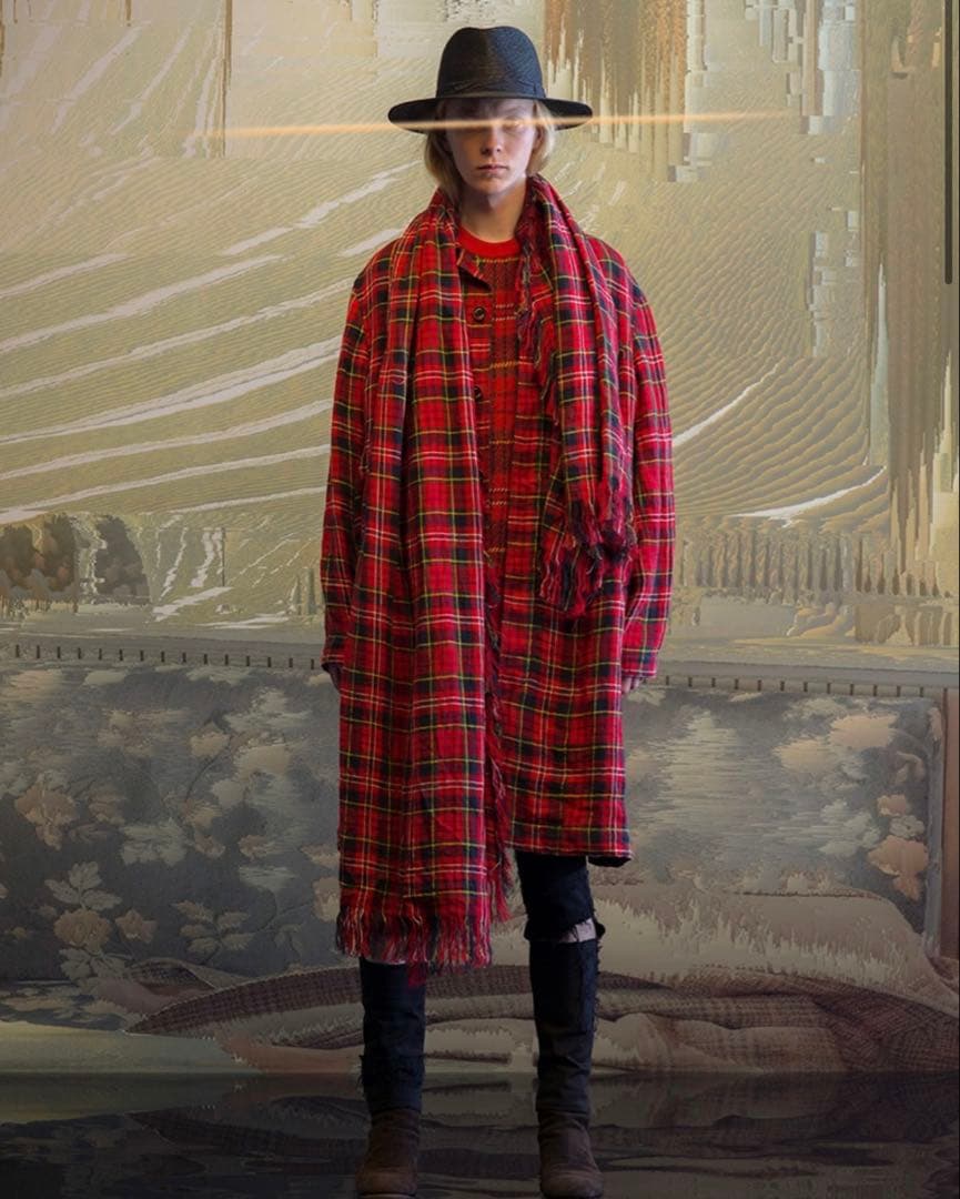 undercover 23ss ストール linen check stole