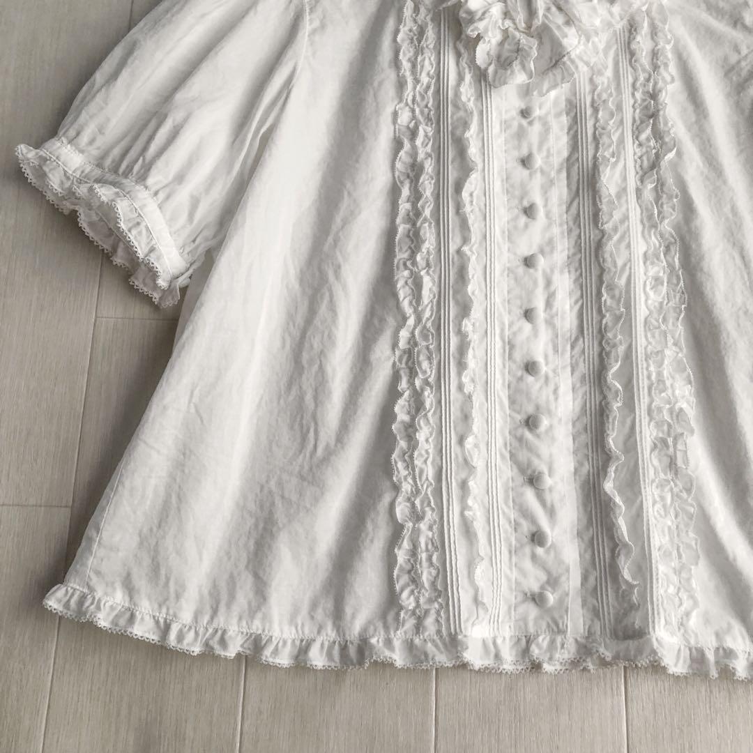 2023年 ピンクハウス 綿ローン ピンタック ピコフリル 白 ブラウス