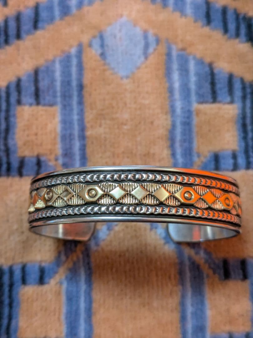 ナバホ族Bruce Morganブルースモーガン バングル15mm幅 14K