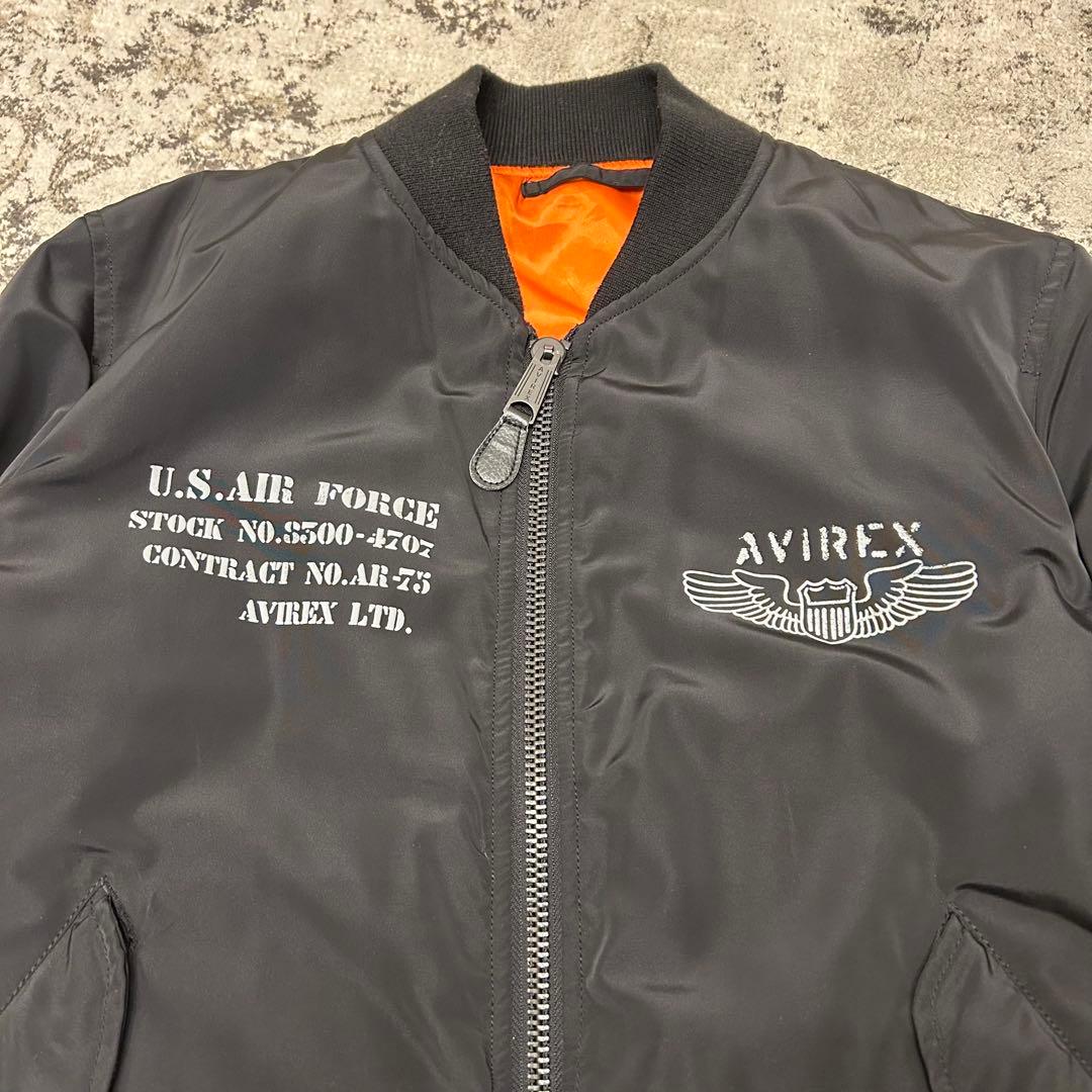 AVIREX ブラック MA-1 フライトジャケットL リバーシブル 縦ステッチ