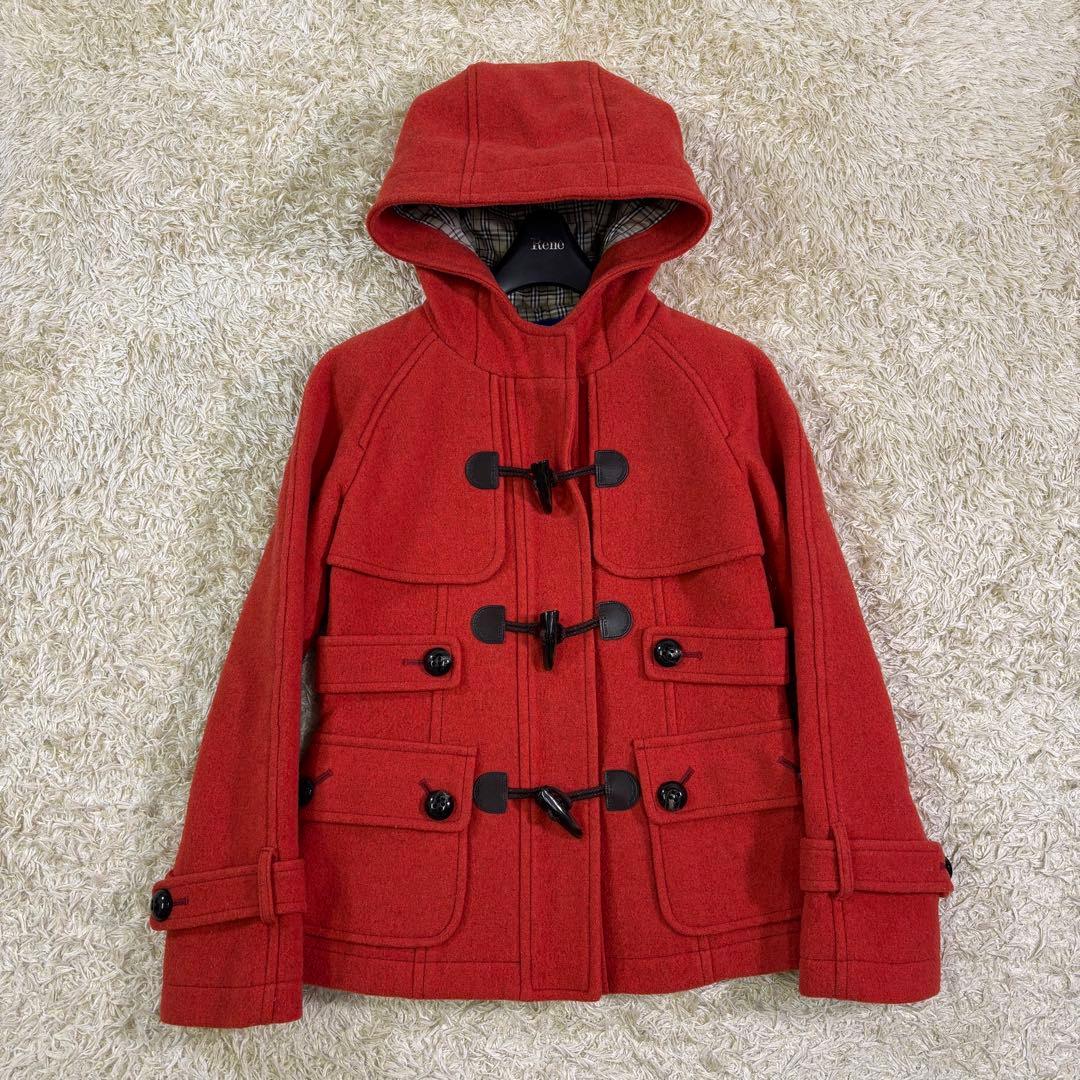 バーバリーロンドン　ブルーレーベル　ノバチェック　フード　ダッフルコート　36