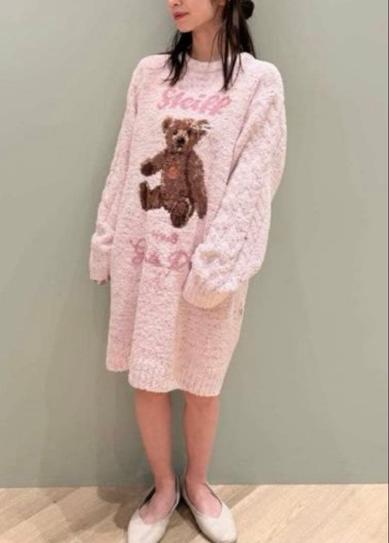 【新品】ジェラートピケ　Steiffパウダーネップジャガードワンピース　ピンク