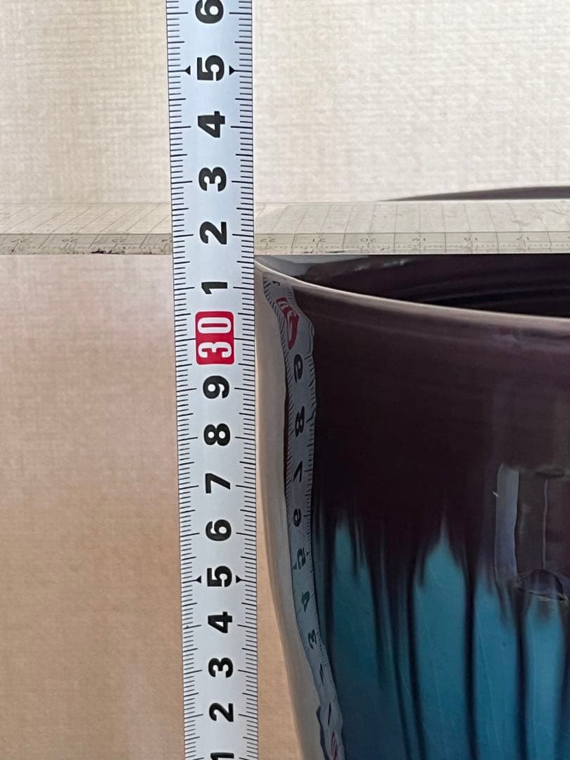 【特大】人間国宝 三代 徳田 八十吉 (正彦) 極上作 彩釉花器 共箱 T279