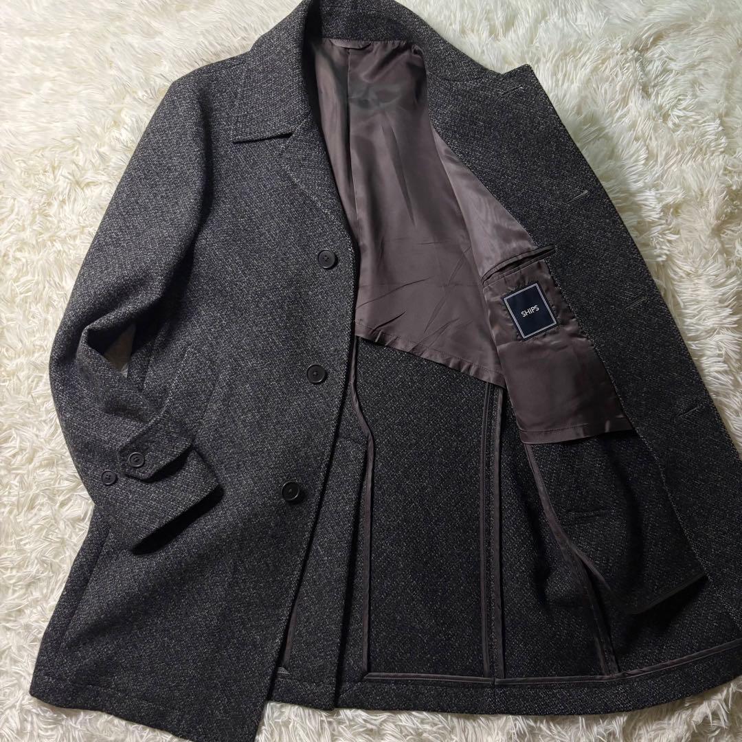 極美品✨ SHIPS ウールチェスターコート LL チャコールグレー 高級 上品