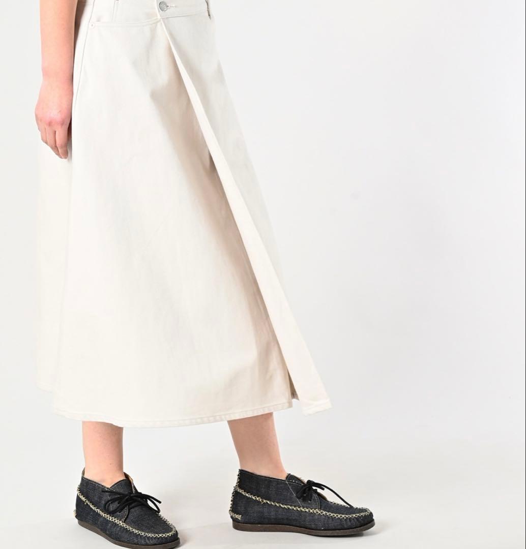 45R ライ麦デニムのクロスオーバースカート（ホワイト・一張羅）　サイズ2