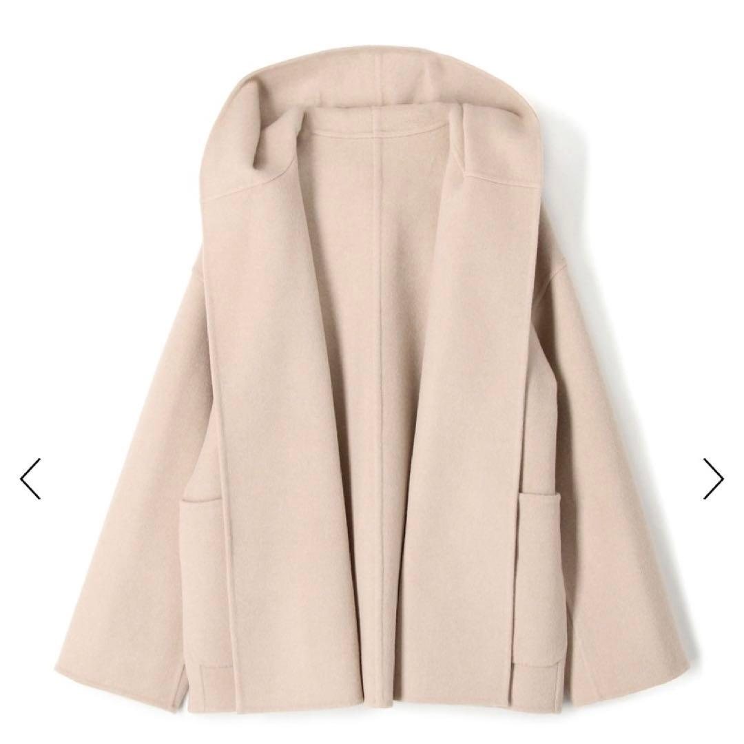 ギャルリーヴィ　ウールダブルフェイスフーデッドショートコート　ウールリバーコート