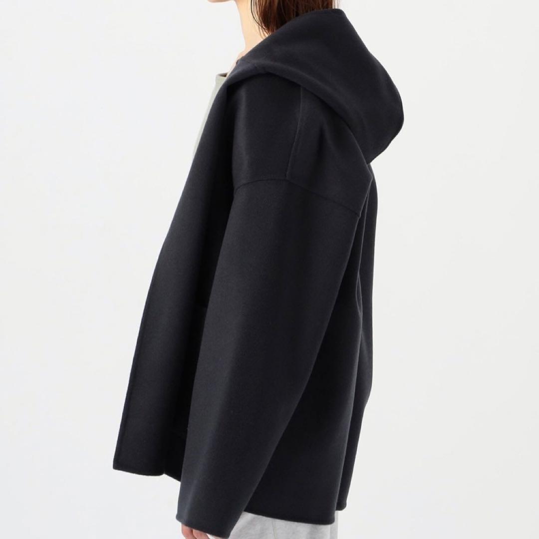 ギャルリーヴィ　ウールダブルフェイスフーデッドショートコート　ウールリバーコート