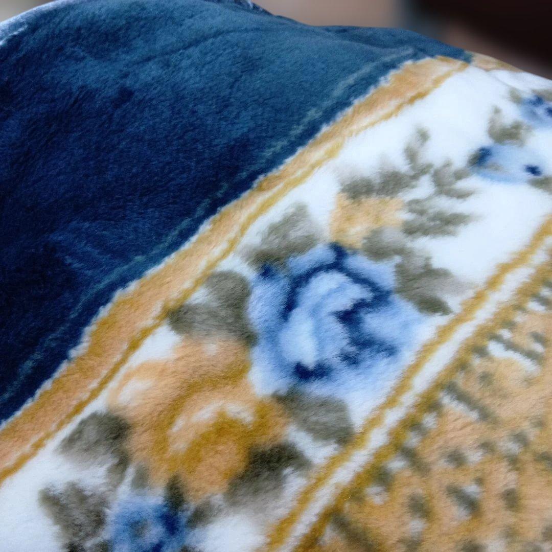 襟付アクリル2枚合わせ毛布 140x200cm　　ムートンタッチ　シングルサイズ