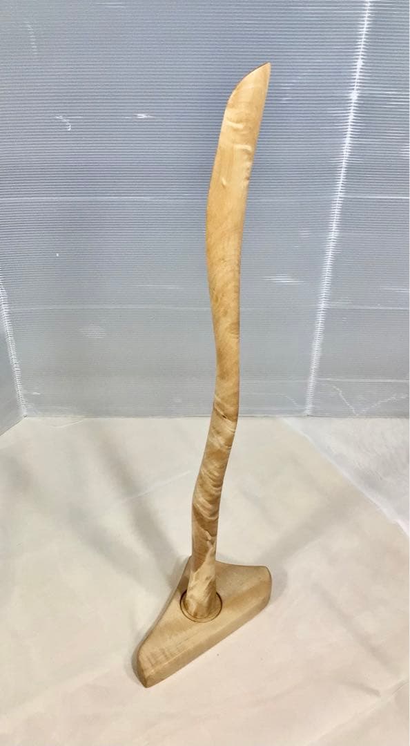 天然木　とち　マグネット式　縮木靴べら／スタンドセット　手造り　一点物