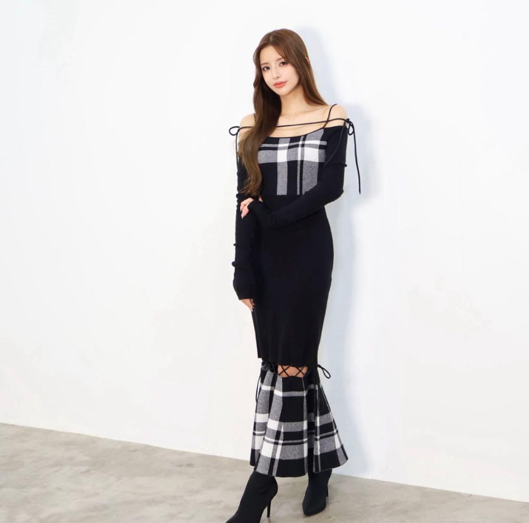 ワンピース Randy String core plaid dress