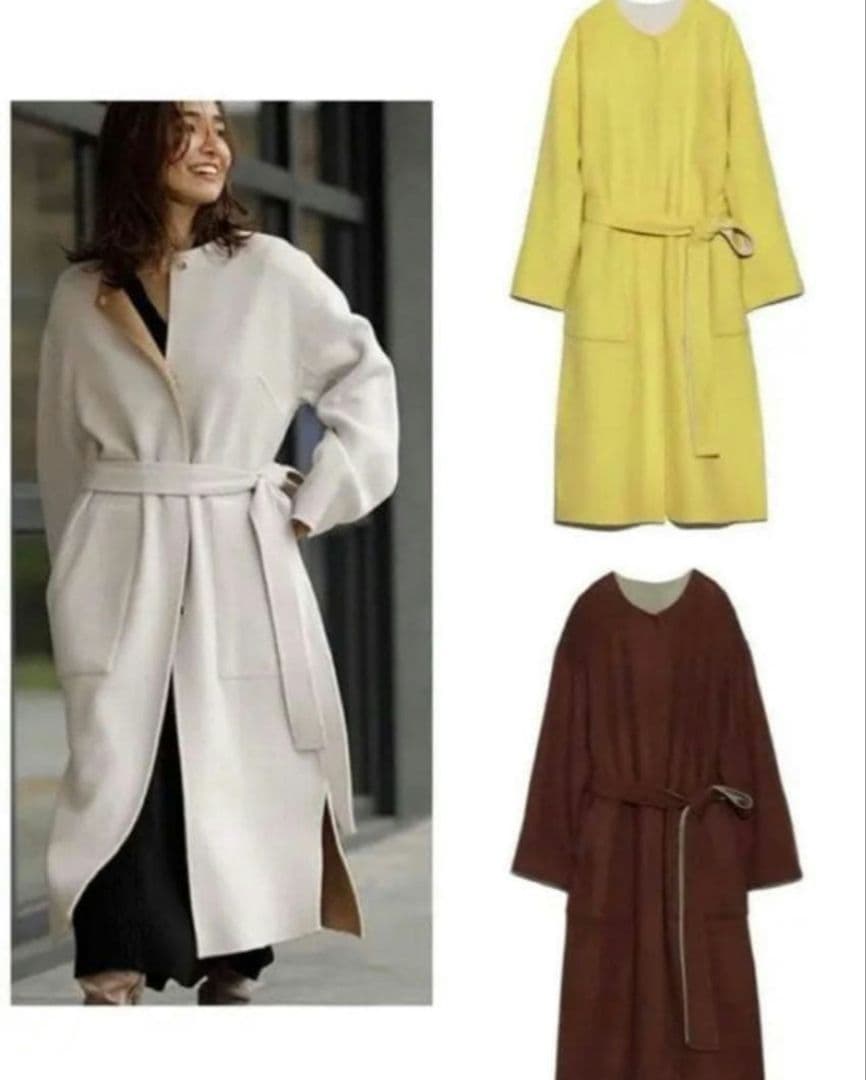 フレイアイディー FRAY I.D　ノーカラーリバーコート　リバーシブル