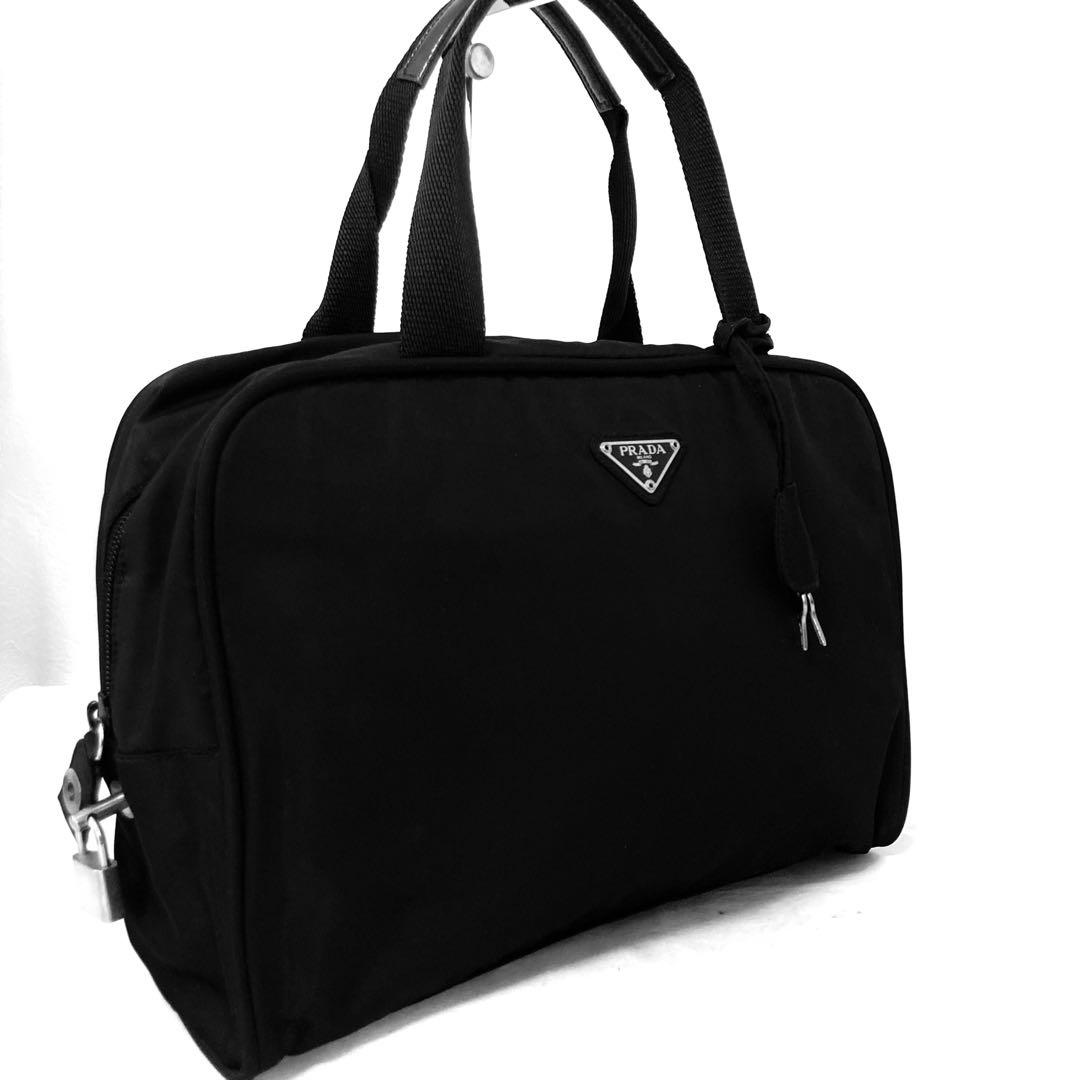 極美品　PRADA プラダ　トートバッグ　ナイロン　ハンドバッグ　鍵　南京錠　黒