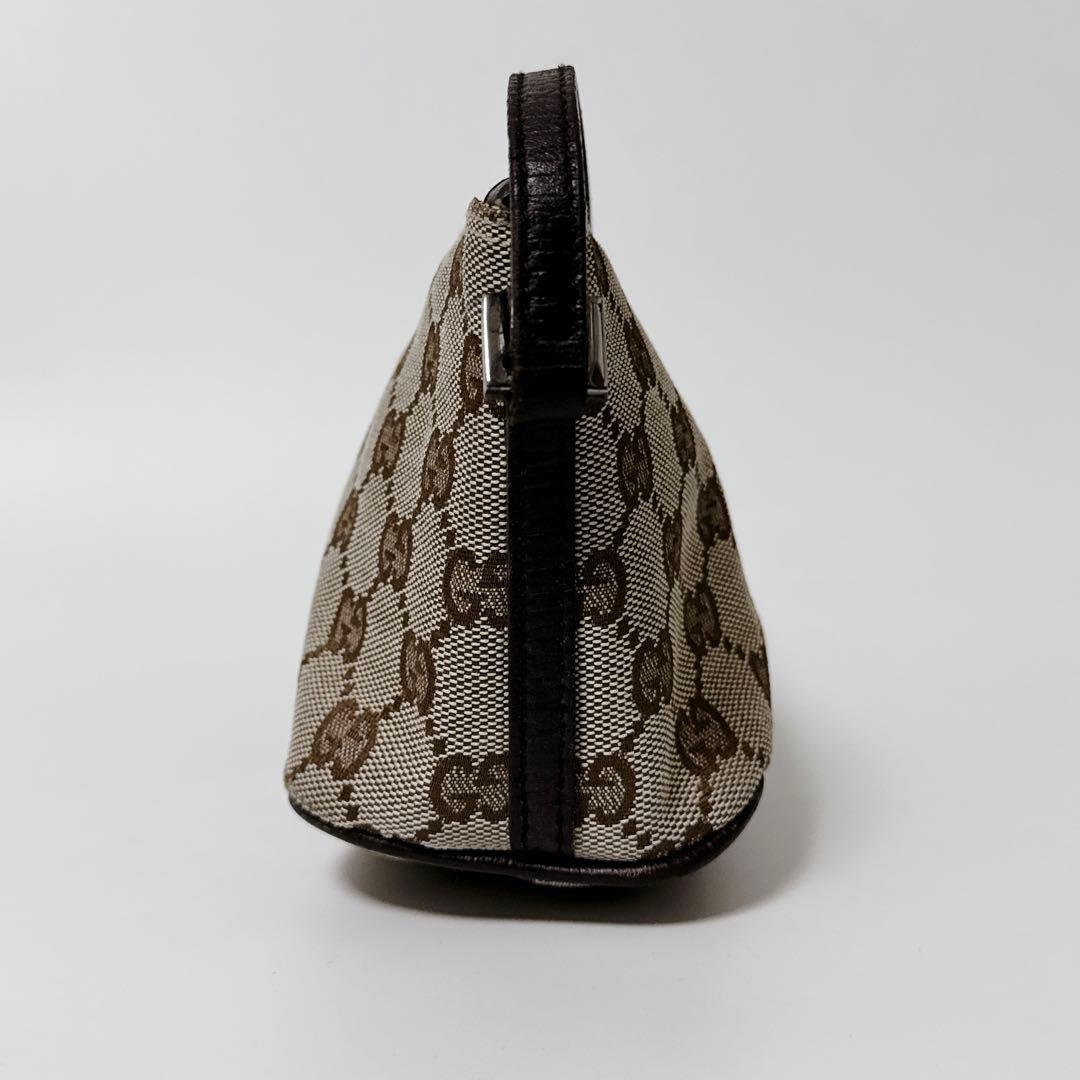 【24時間以内発送】グッチ GGキャンバス レザー アクセサリーポーチ ブラウン