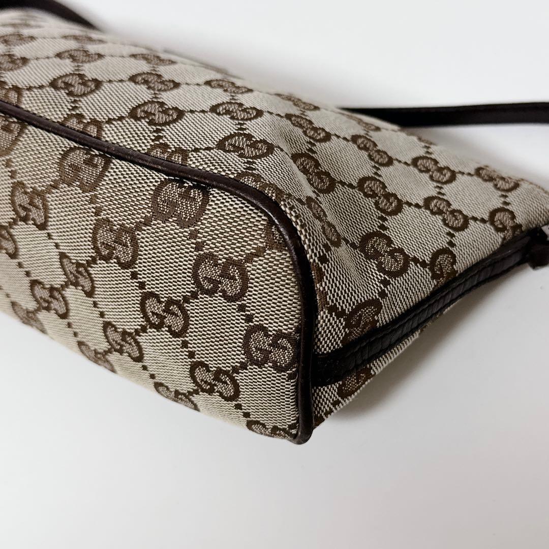 【24時間以内発送】グッチ GGキャンバス レザー アクセサリーポーチ ブラウン