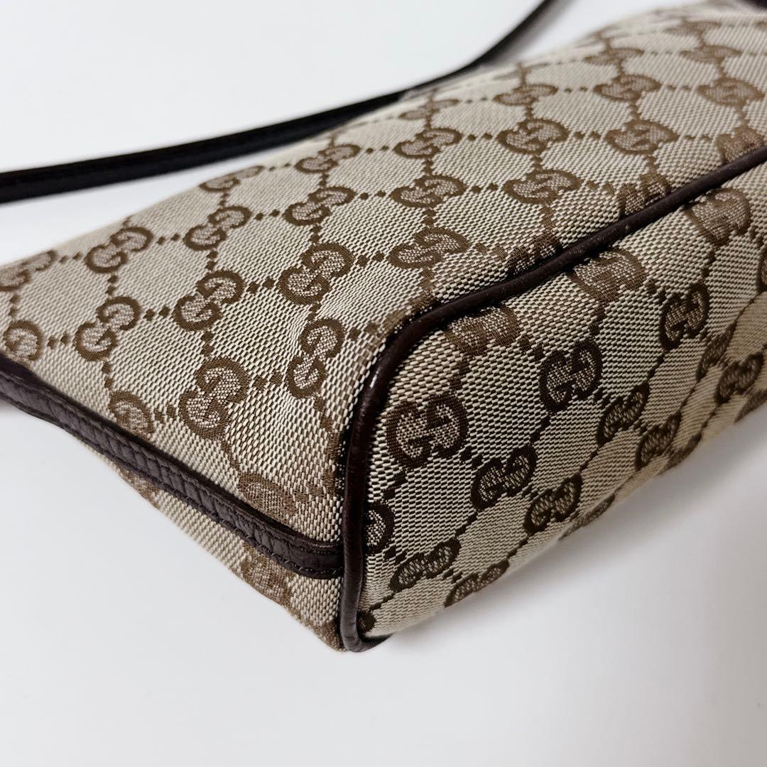 【24時間以内発送】グッチ GGキャンバス レザー アクセサリーポーチ ブラウン
