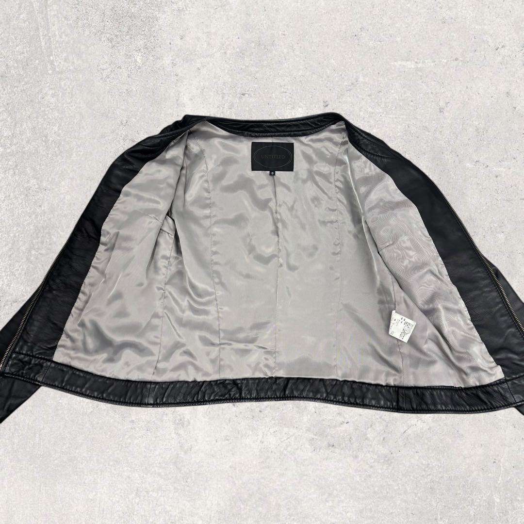 mint☆アンタイトル ラムレザージャケット ブラック　ノーカラー L