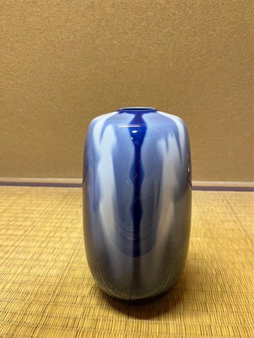 四代徳田八十吉　藍華菱　花入