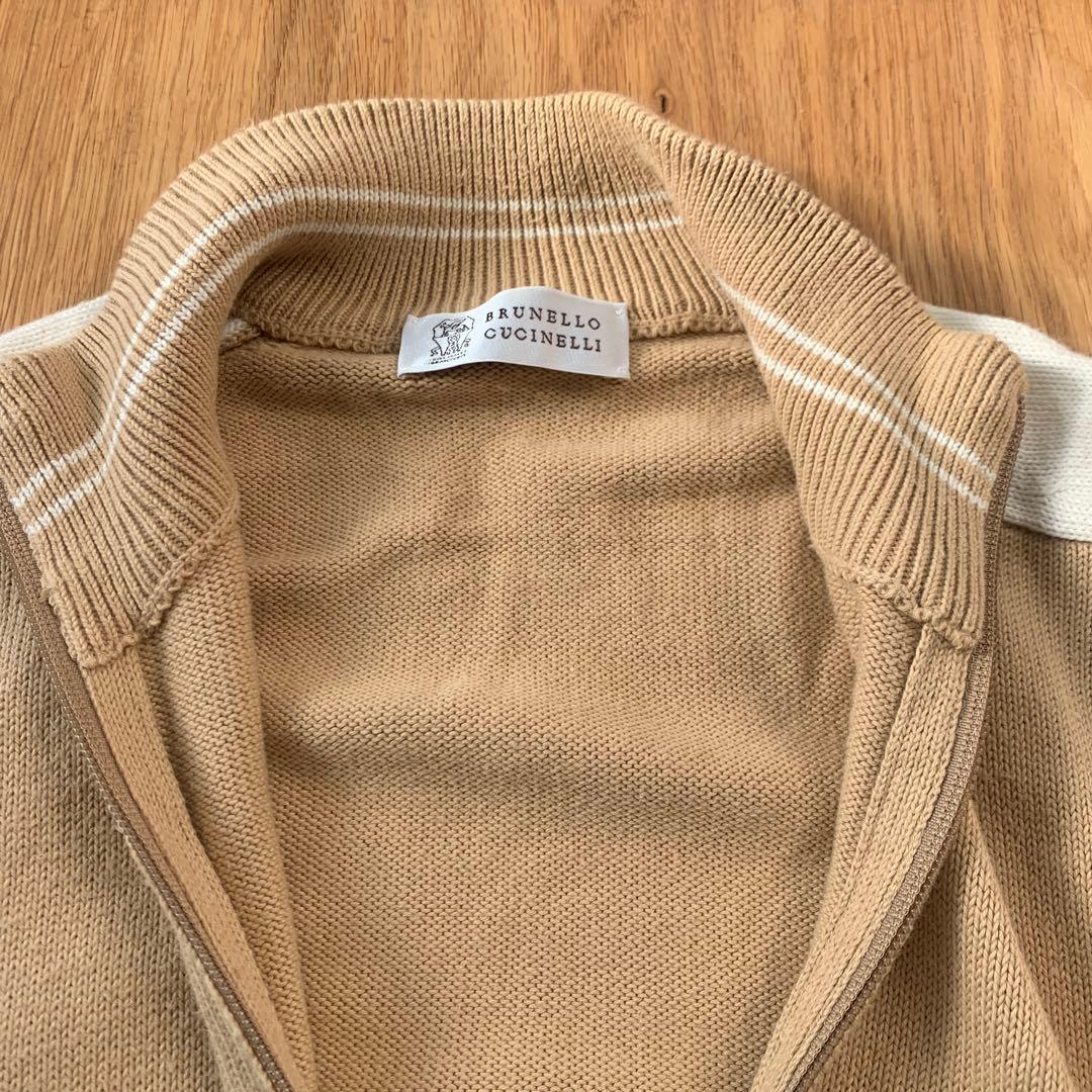 美品 ブルネロクチネリ ドライバーズニット ブルゾン コットン サイズ52