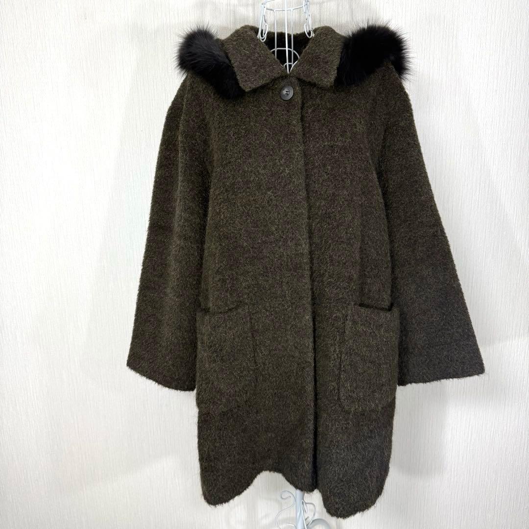 良質 leilian レリアン コート フード付き 大きいサイズ 13+