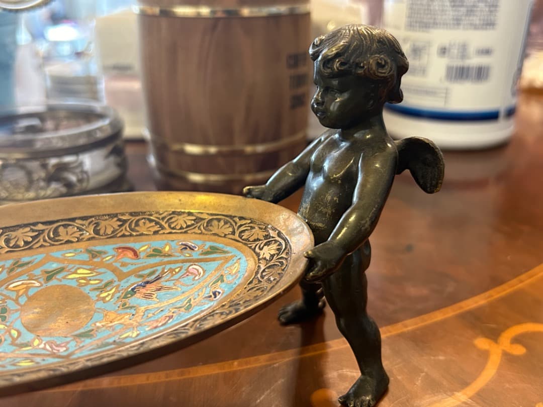 アンティーク雑貨　ブロンズ製　エンジェル　小物入れ　非常に高額品