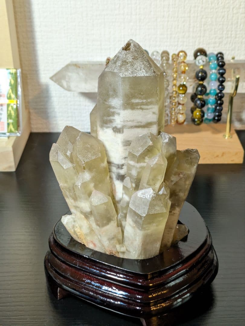 大迫力✨ 超高品質✨ シトリンクラスター 木製台座付き