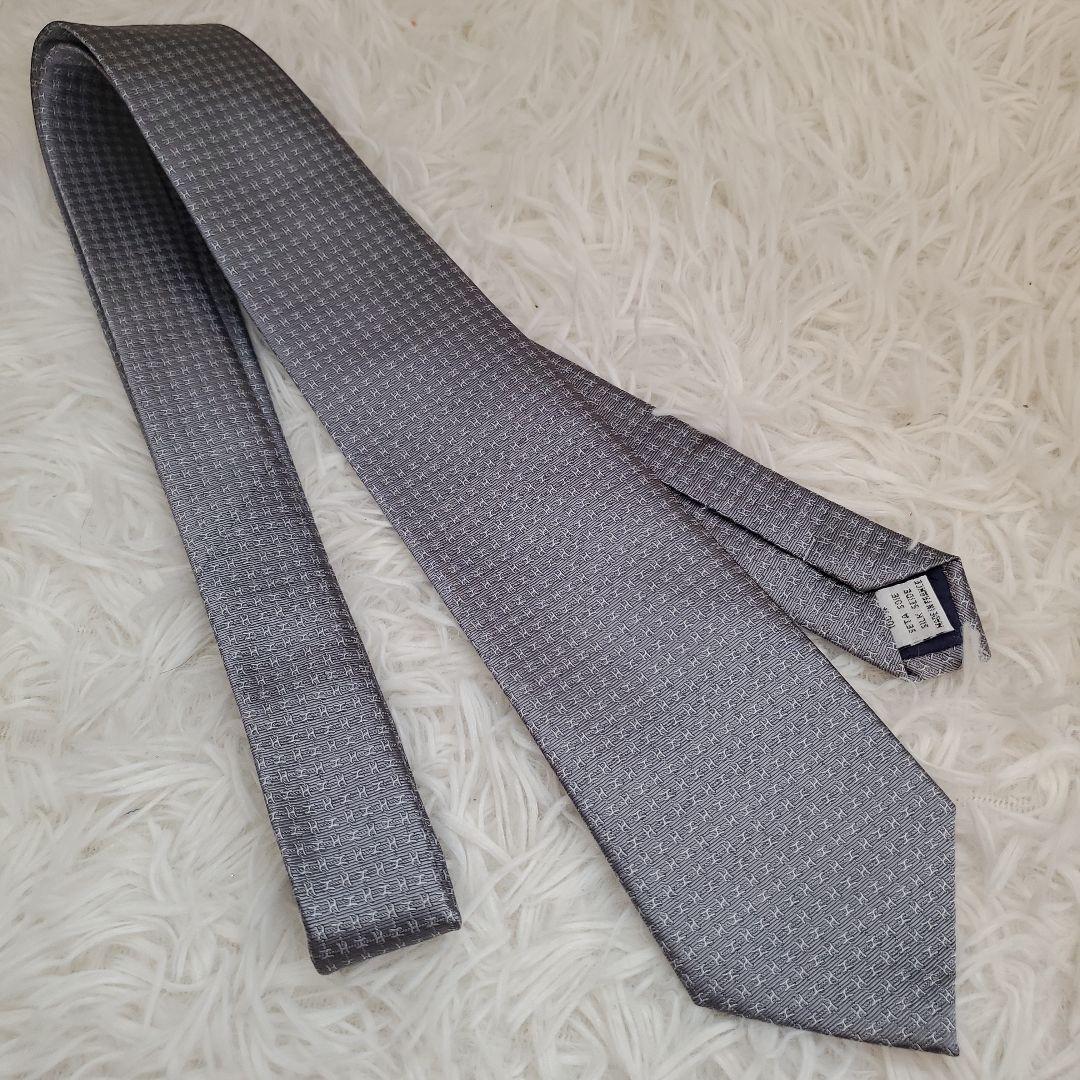 ⭐未使用級⭐HERMES エルメス ファソネ H柄 ネクタイ グレー