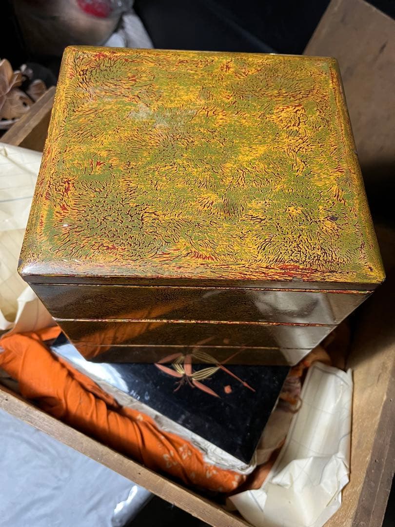 美術館級御重、御重、3段重、おせち料理、昭和18年頃の3段重ね重箱