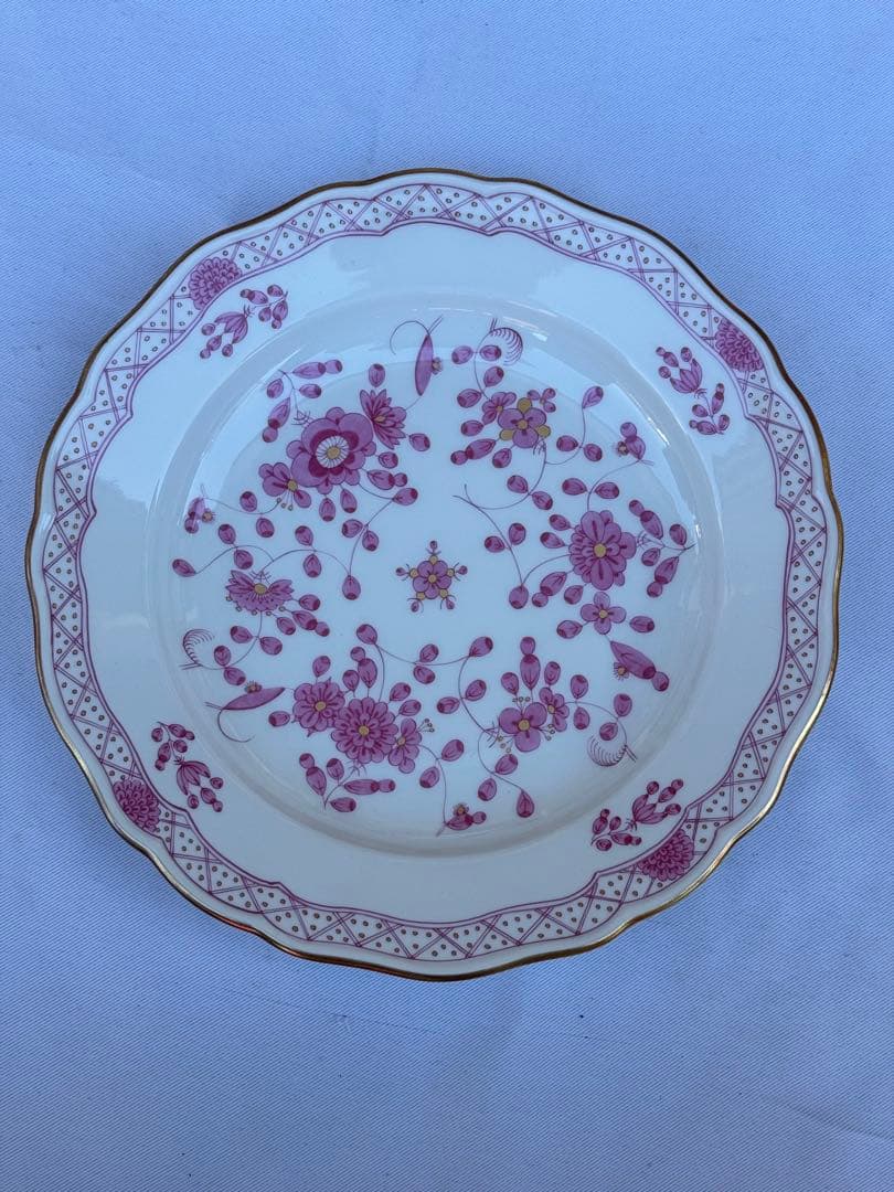 マイセン インドの華 リッチピンク プレート 20cm 1級品 金彩 5枚