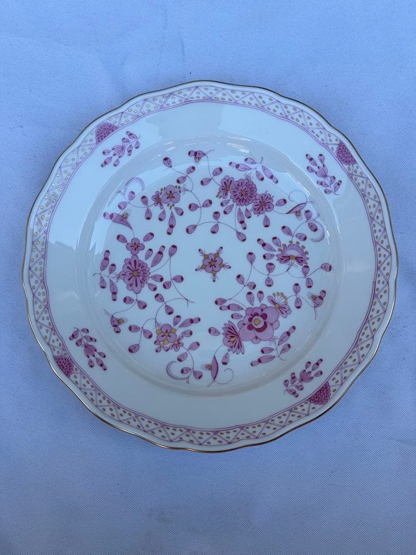 マイセン インドの華 リッチピンク プレート 20cm 1級品 金彩 5枚