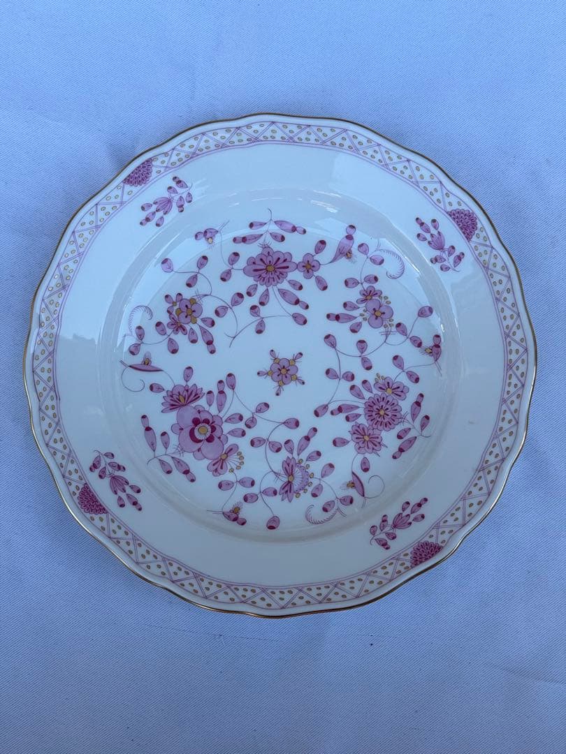 マイセン インドの華 リッチピンク プレート 20cm 1級品 金彩 5枚