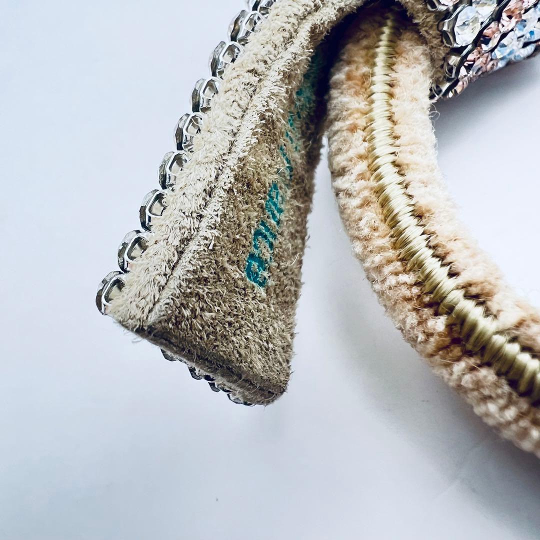 acca アッカ　クリスタル　ブリジットドレスポニー　ベージュ　ピンク×シルバー