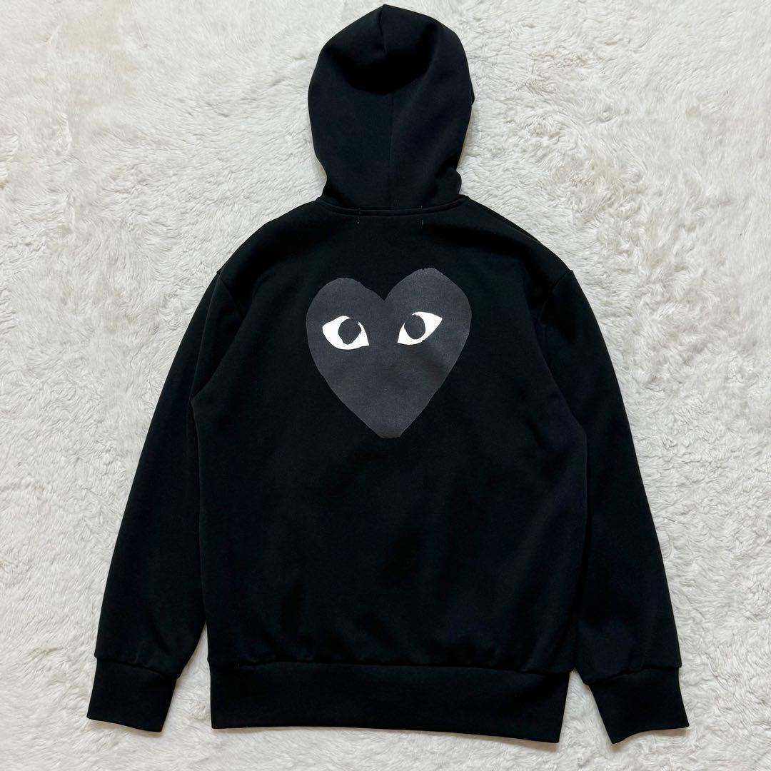 プレイコムデギャルソン L/黒ハート ジップパーカー ビッグプリント L