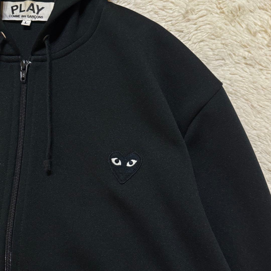 プレイコムデギャルソン L/黒ハート ジップパーカー ビッグプリント L