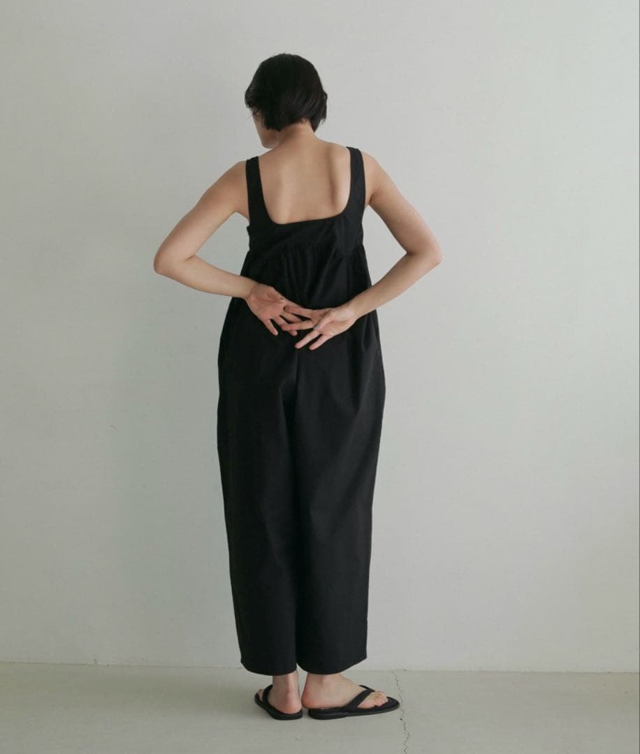 anuke アンヌーク コットンギャザーコンビネゾン*ブラック 38