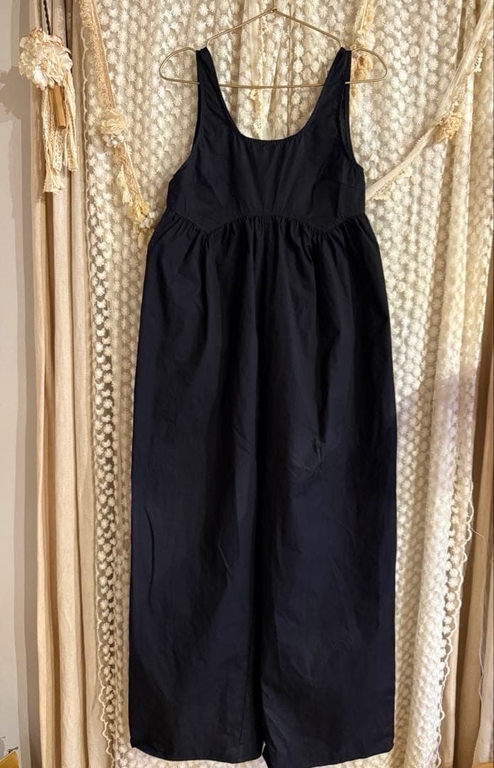 anuke アンヌーク コットンギャザーコンビネゾン*ブラック 38