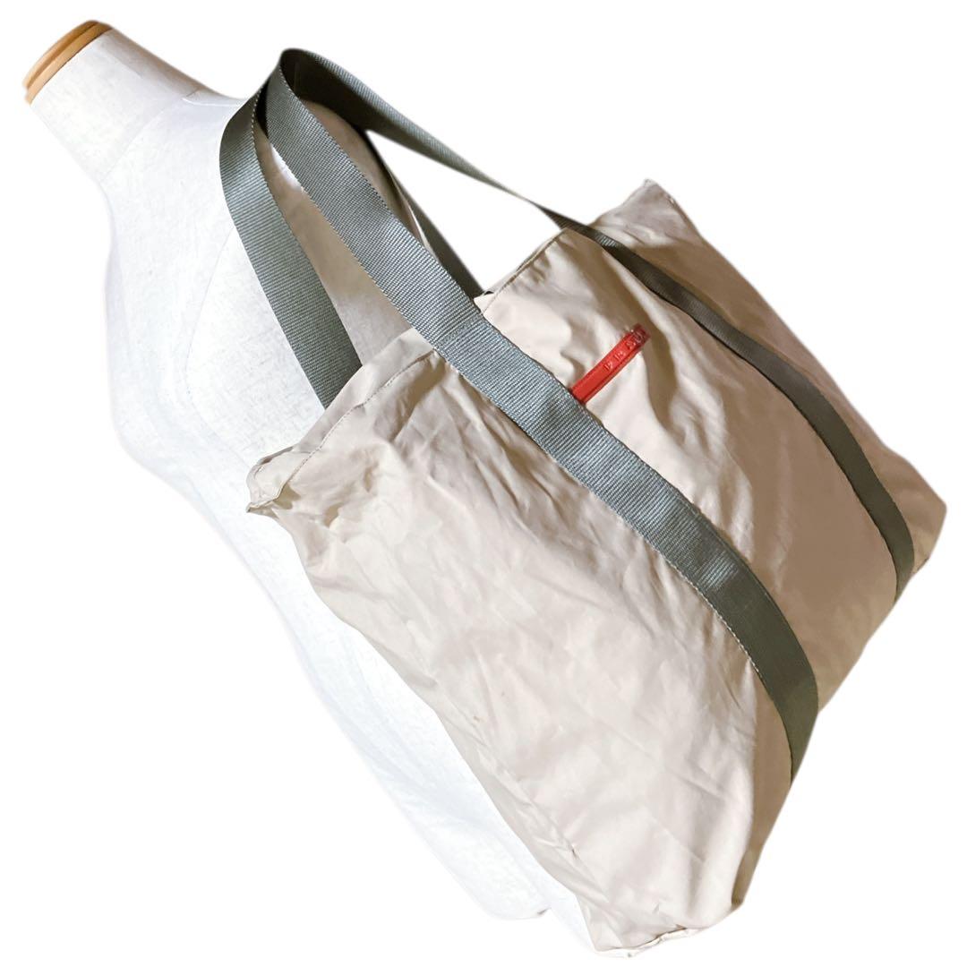 プラダ スポーツ 洗える A4収納可 肩掛け可 トートバッグ ベージュ 軽量