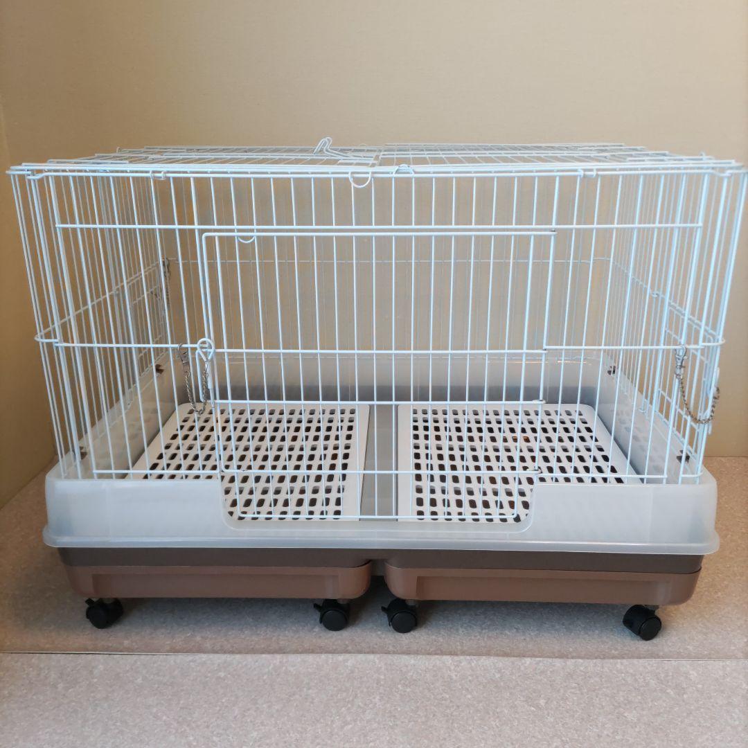 ★半額以下★　マルカン　うさぎのカンタンおそうじケージ　ブラウン　ワイド