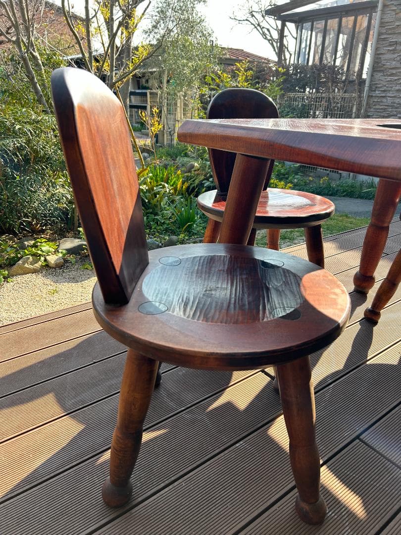 【引取限定】我楽堂 無垢材 拭き漆テーブル＋椅子4脚セット｜福岡県中間市｜新中古