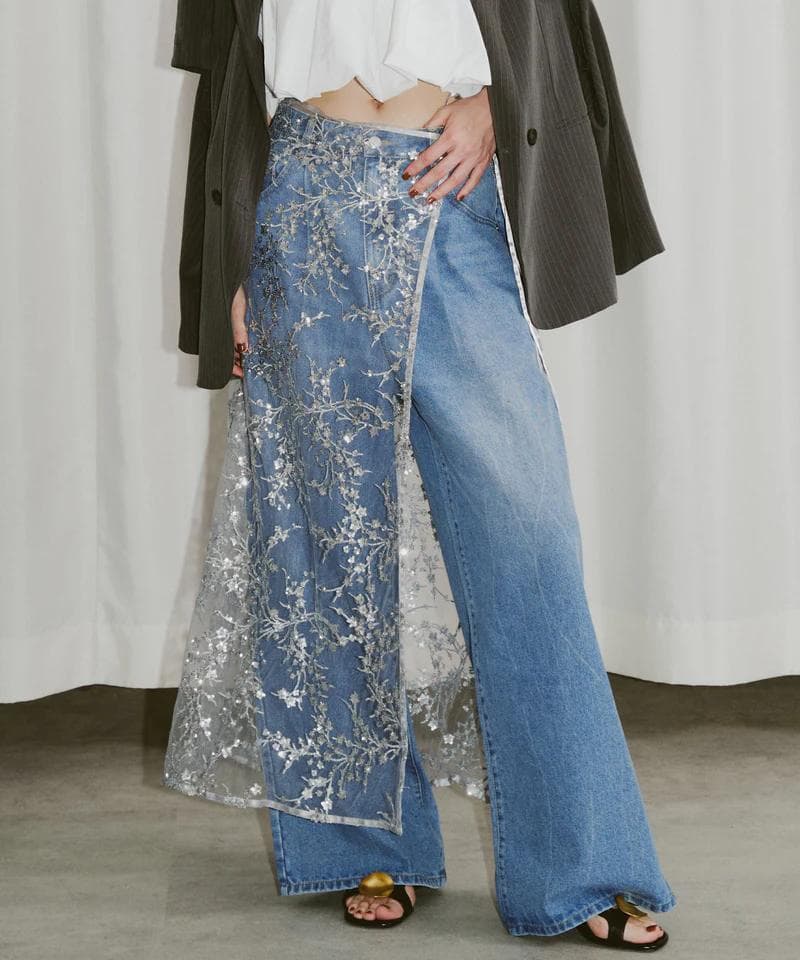 スカート yae Flower spangle wrap skirt SIL FREE