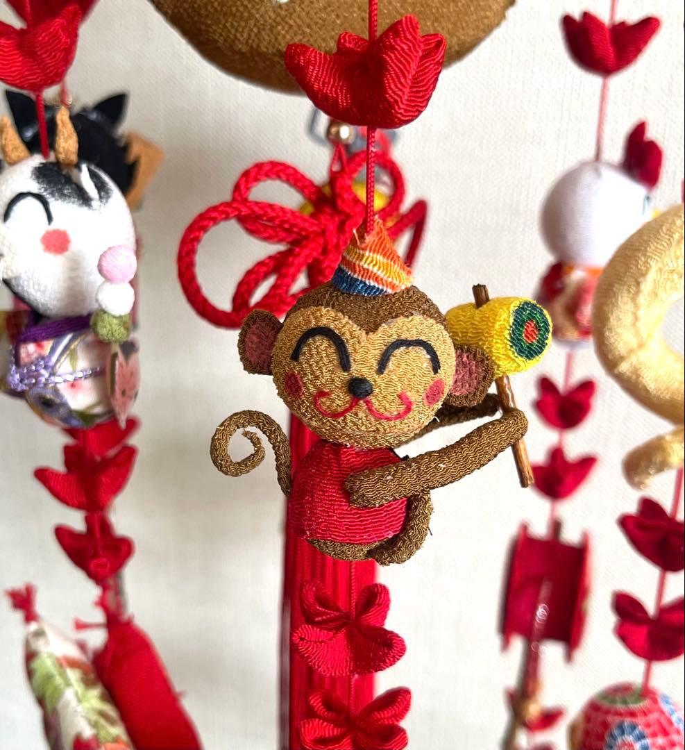 吊るし飾り (十二支) 木目込みまり(桜)