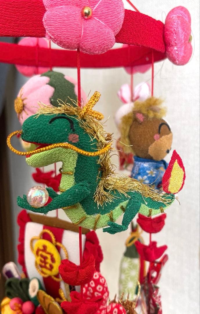 吊るし飾り (十二支) 木目込みまり(桜)