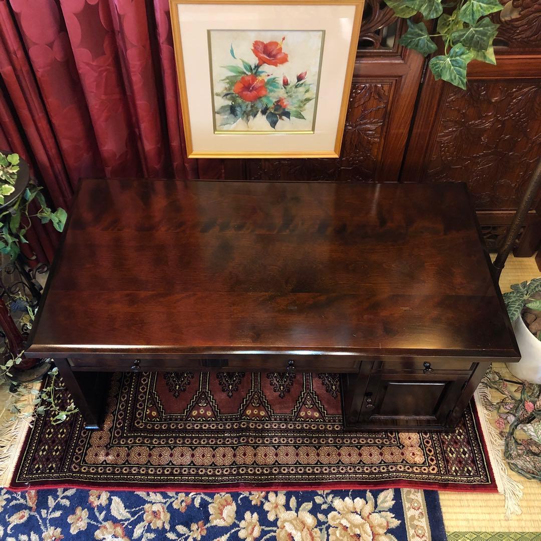 国産アンティーク　北海道民芸　書斎　 樺ザクラ無垢材 座机　文机　帳場机