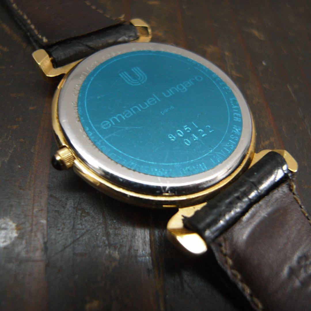 ungaro paris ウンガロ スイス製 クォーツ 腕時計 黒金