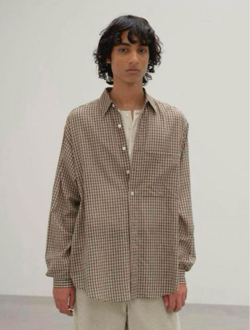 トップス AIRY LIGHT COTTON CHECK BIG SHIRT