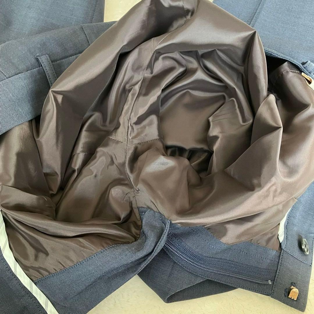 グリーンレーベルリラクシング ノーカラー パンツ スーツ ネイビー 38 総裏