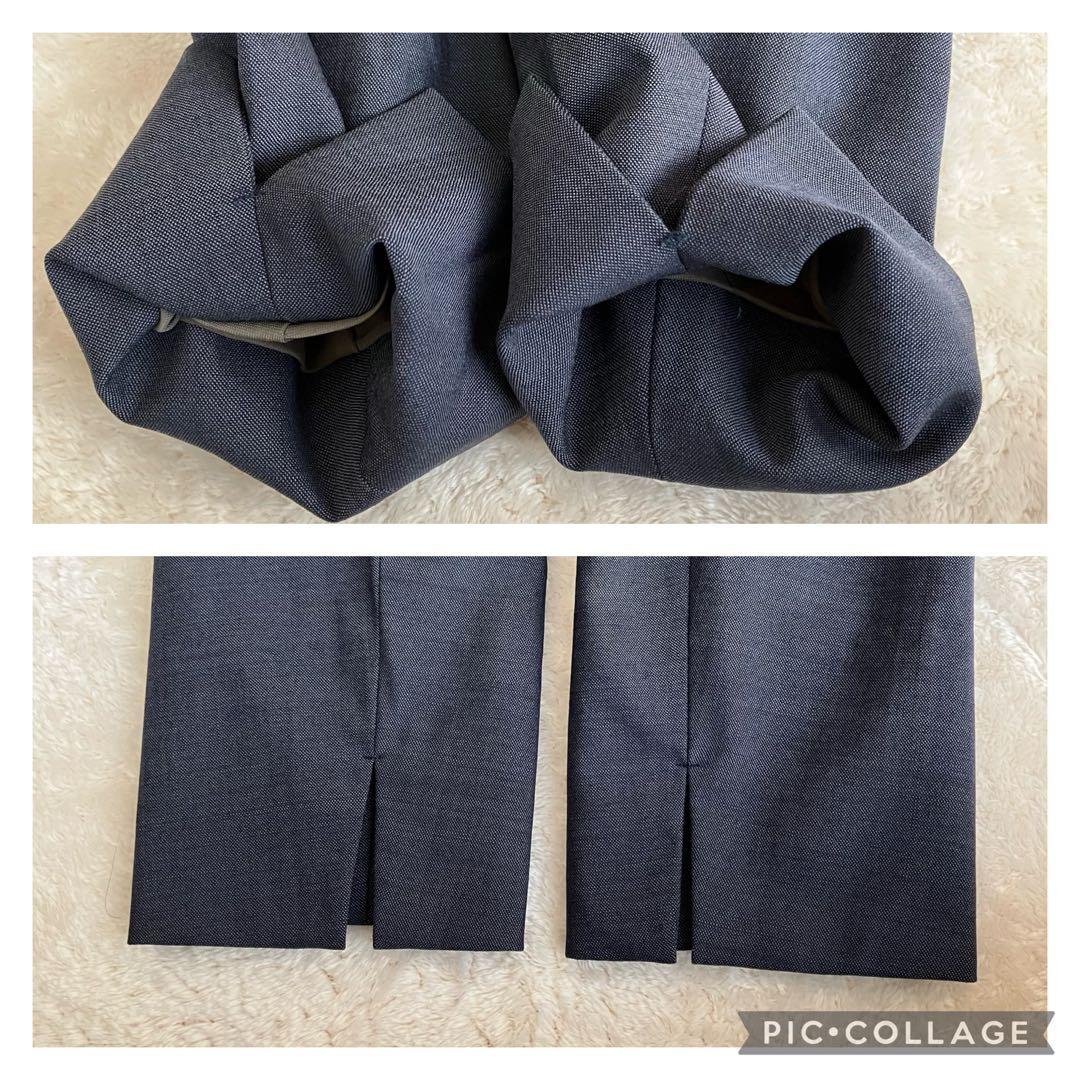 グリーンレーベルリラクシング ノーカラー パンツ スーツ ネイビー 38 総裏